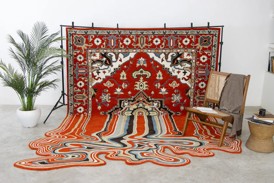 Melting Persian Premium Orange Handmade Area Rug