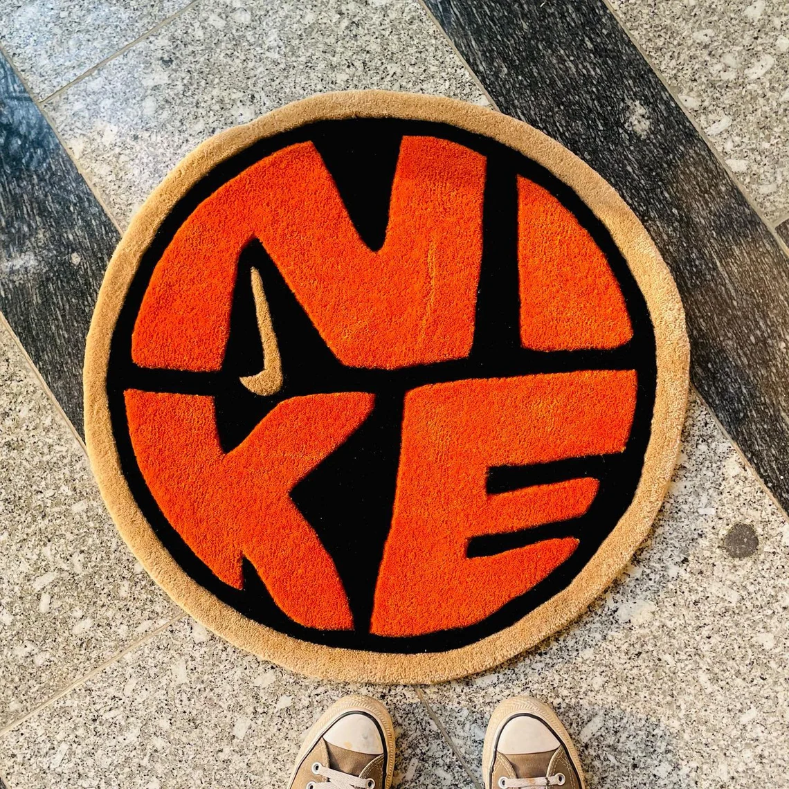 Nike-Inspired Design Round Rug